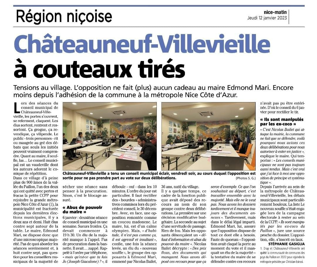 Nouveausoufflemadonenc presse nicematin 12012023 Couteaux tires